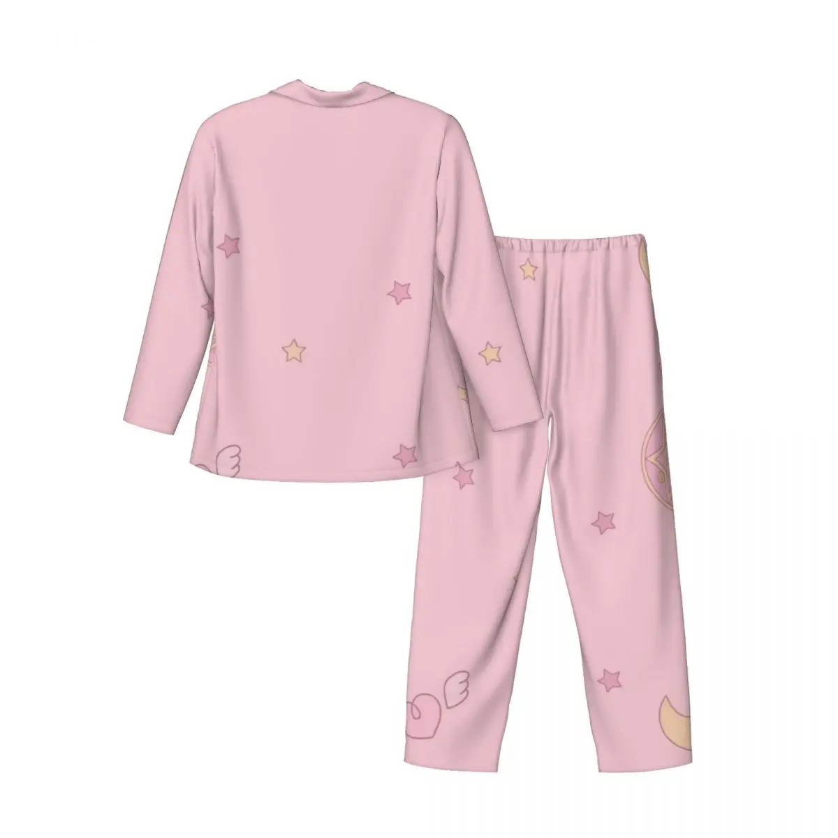 Conjunto de pijamas femininos Sailor Moon com botões, 2 peças, pijama feminino, roupa de dormir