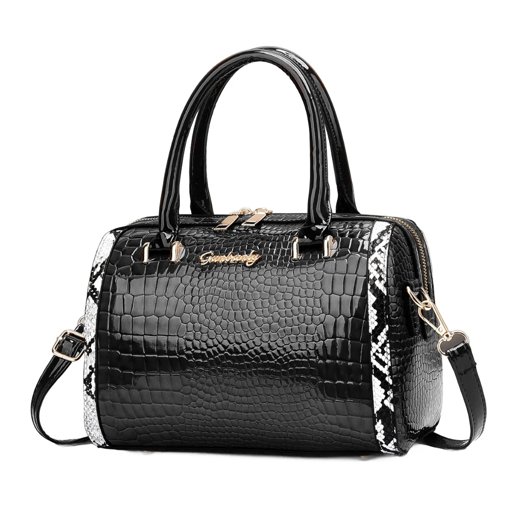 Snake Skin Pattern Women High-End Handbag Leather Crossbody Shoulder Bag Cylinder Design Sense Trendy Messenger Top-Handle Bag
