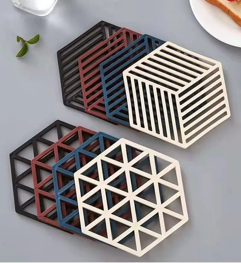 Hohl Solide Anti Slip Isolierung Silikon Matte Untersetzer Lebensmittel Grade Material Tischset Tisch Hexagon Tasse Matte Haushalt – Detail 3