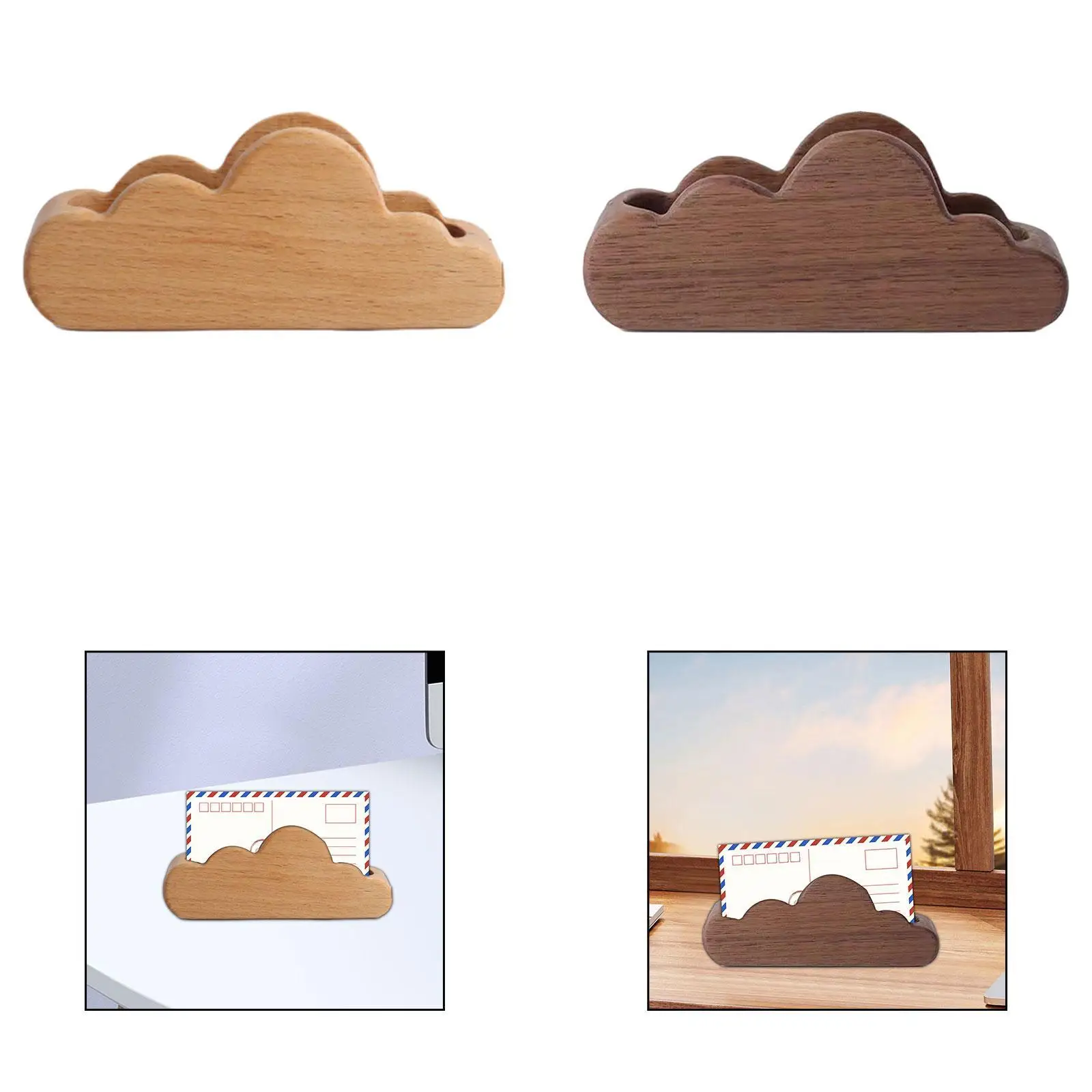 Clouds Business Card Holder Multipurpose Tabletop Centerpiece Organizer Wooden Card Stand for Reception Business Desktop Office