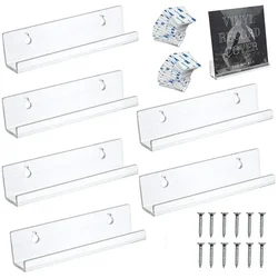 2pcs Acrylic Record Display Stand Shelf Clear Wall Mounted Vinyl Record Holder Floating Shelves LP Record Album Storage Rack