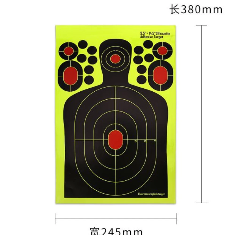20 szt. 14.5 Cal cele do strzelania w kształcie ludzkiego ciała reaktywne rozpryski świecące fluorescencyjne papierowe tarcze do akcesoria