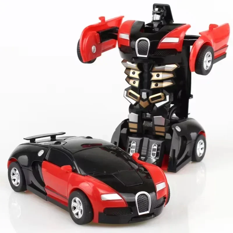 Mini jouets de voiture de déformation à une clé pour enfants, transformation automatique, modèle de robot, jouet moulé sous pression, cadeaux pour garçons, 2 en 1