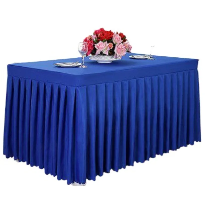For Cold Dining Table Skirt, Conference Tablecloth, Exhibition Event Office Beige Fabric