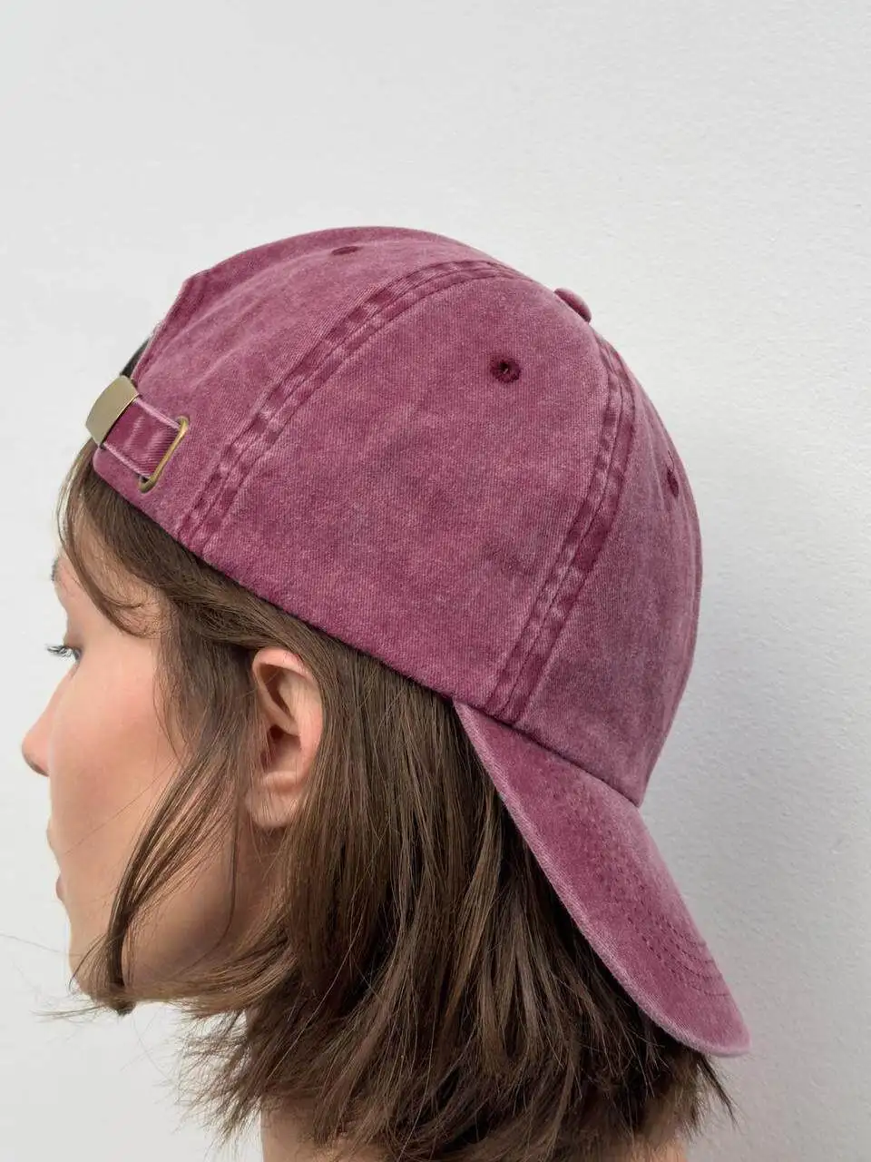 Spring Summer New Women's Fashion Washed Effect Gingham Simple Duckbill Cap Adjustable Unisex Plain Color Youth Hat