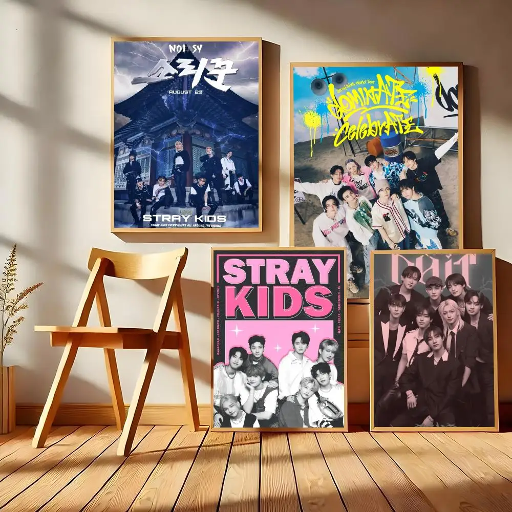 Kpop Band S-Stray Kids Painting Calligraphy HD Canvas Wall Art | Waterproof Fade-Resistant | Minimalist Unframed Wall Decor