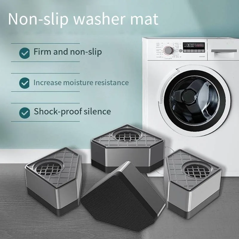 4 Pcs Washing Machine Foot Pads Heightening Fridge Leg Base Non-slip Silent Washer Dryer Furniture Support Dampers Stand