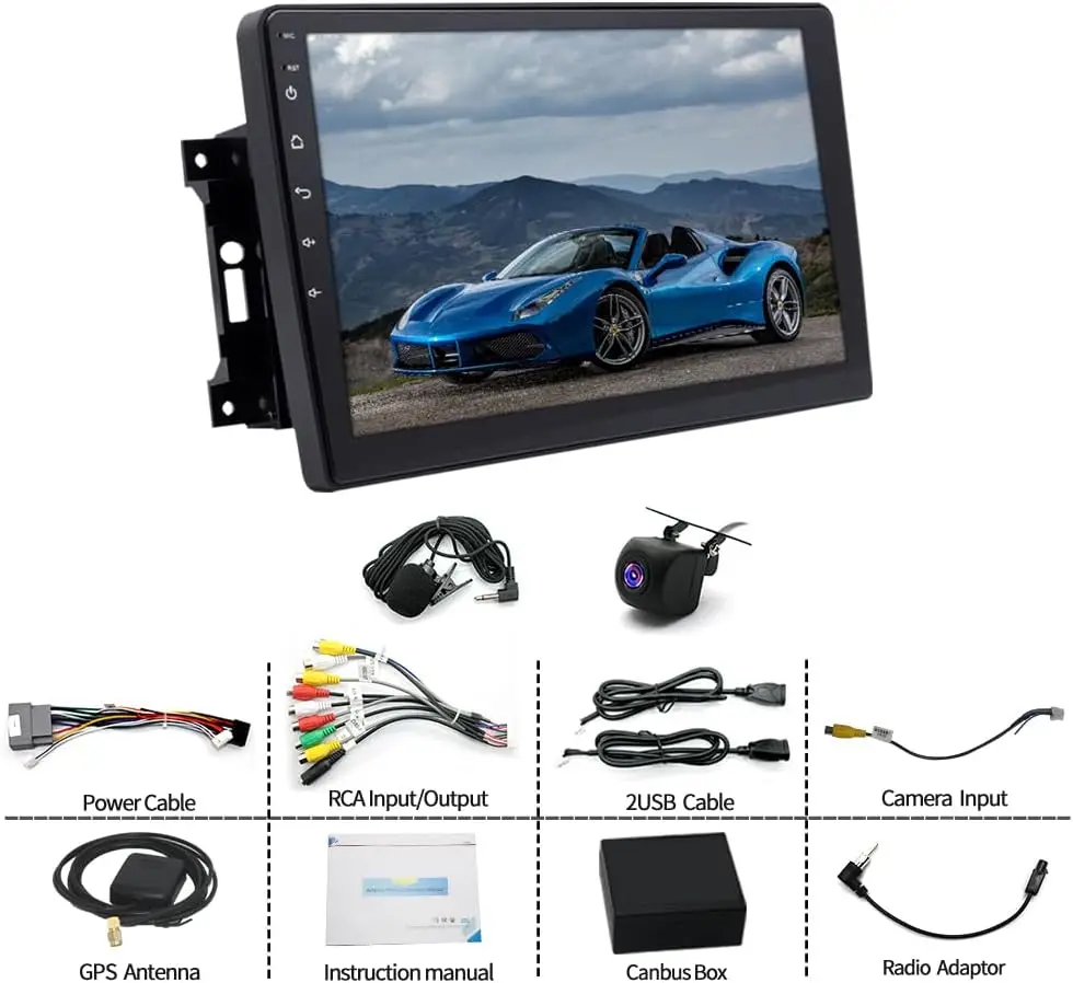 10-Inch Touchscreen Double DIN Car Stereo Receiver Compatible with Jeep Wrangler JK 2007-2017, Apple CarPlay, Android Auto, Bluetooth, Steering Wheel Control, FM Radio, GPS Navigation, Backup Camera, 4GB RAM+64GB ROM view 5