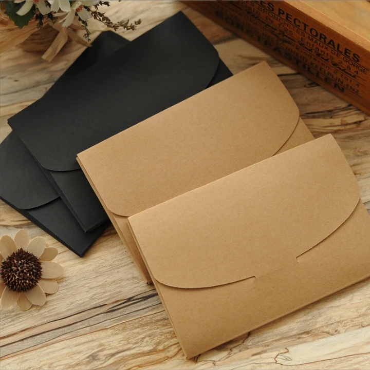 10pcs/lot 16x10.5cm Black Kraft Blank Paper Window Envelopes Wedding Invitation Envelope Gift Envelope