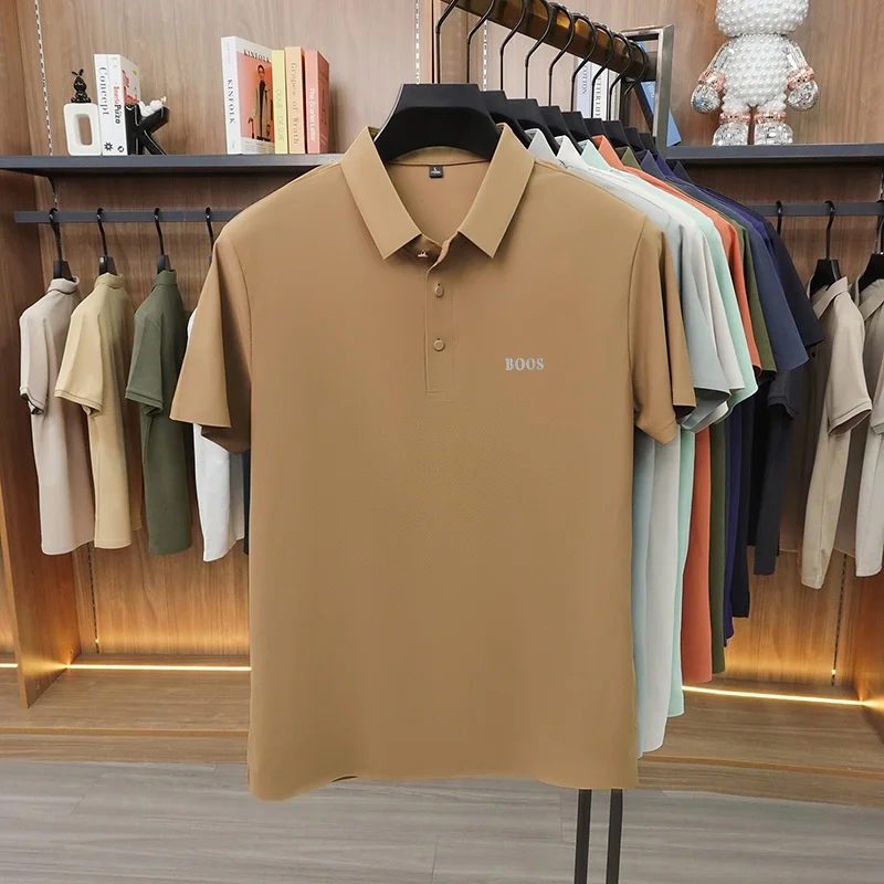 Sommermode Herren Kurzarm-Poloshirt mit Kragen, Knöpfen und Buchstabenprägung, Lässig, Atmungsaktiv, Minimalistisch, Einfarbig, Herrenbekleidung – Detail 19