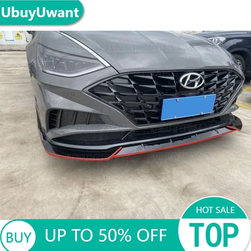 

Для Hyundai SONATA 10, передний комплект кузова, спойлер, защита для губ, глянцевый черный, передний бампер, разделитель губ 2022 2023 2024