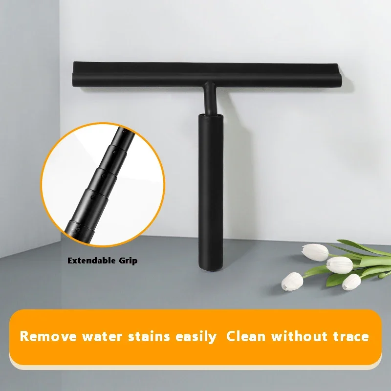 Stretchable Shower Squeegee for Glass Door Wiper Scraper Cleaner with Long Holder Bathroom Mirror Wiper Scraper Glass Cleaning