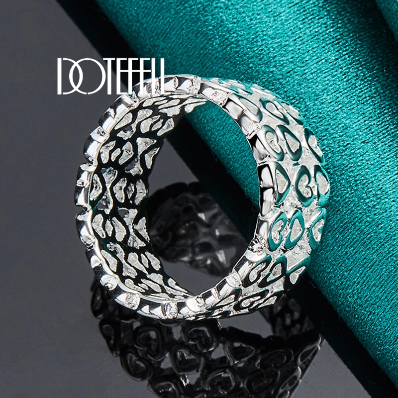DOTEFFIL 925 Sterling Silver Full Heart Design Pierścionek dla kobiet Ślub Zaręczyny Impreza Moda Biżuteria z urokiem — zdjęcie 5