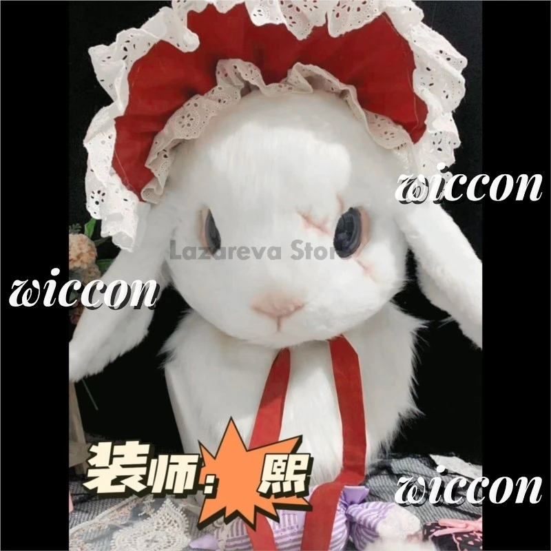 كيمونو Fursuit Headbase الراتنج الأرنب الأرنب فروي قناع الجمجمة الملحقات تأثيري أرنب نمط واقعي Fursuit قناع الجمجمة