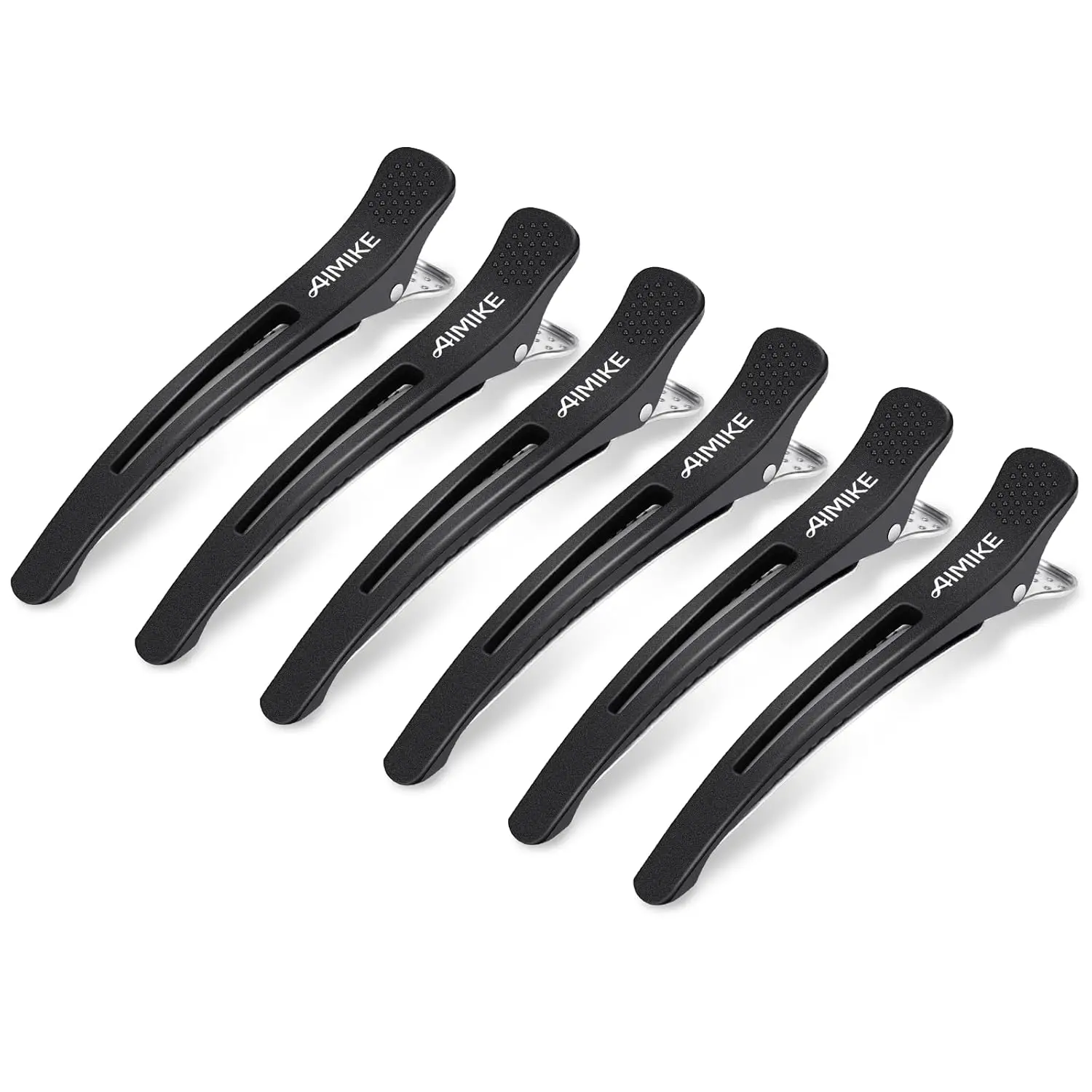 Professional Duck Bill Hair Clips, Non-Slip Silicone Band, No-Trace Design for Salon and Home Styling - Black 4.3"