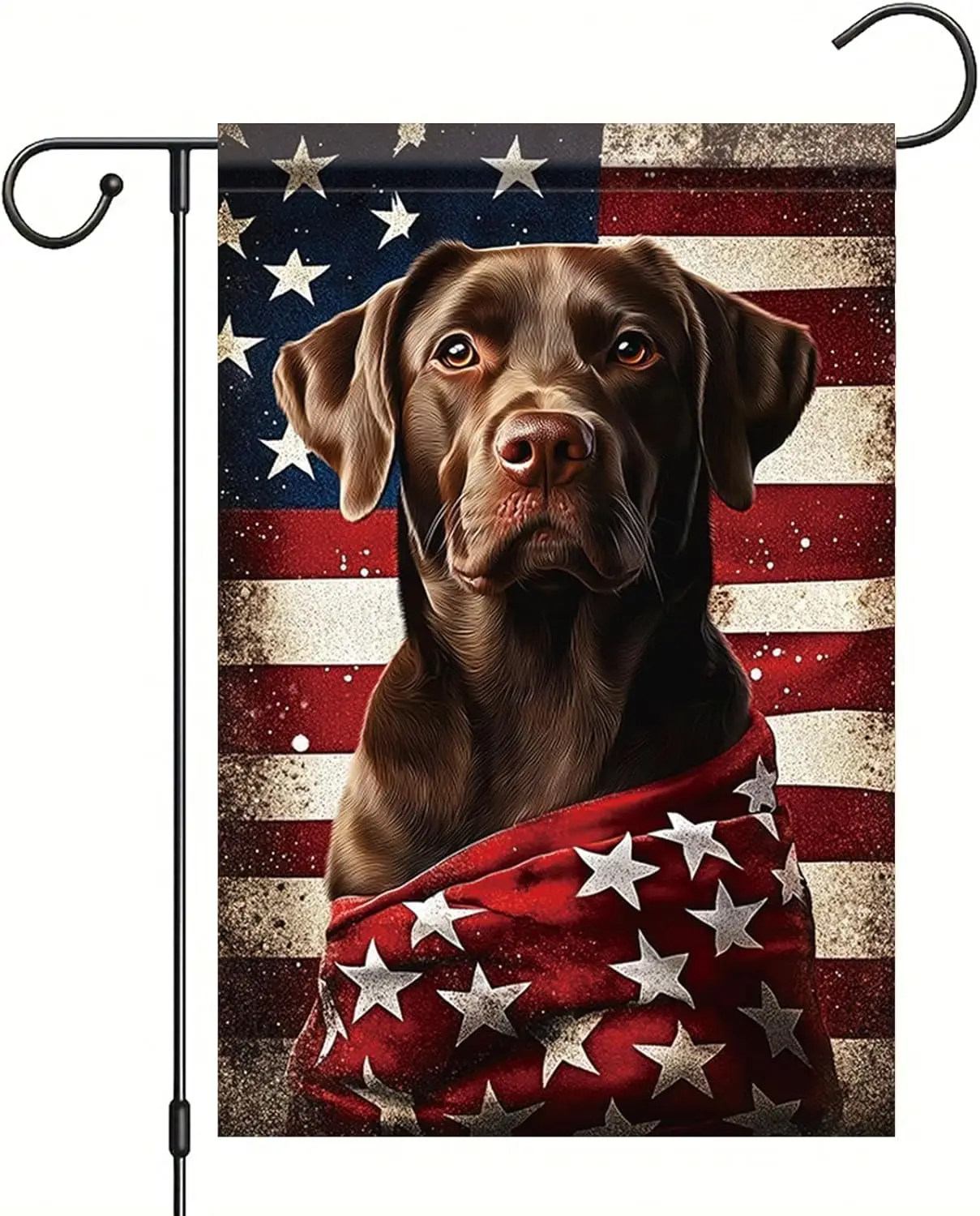 Patriotic Chocolate Lab Garden Flag American Flag Dog Yard Decor for 4th of July Outdoor Independence Day House Banner Memor uui