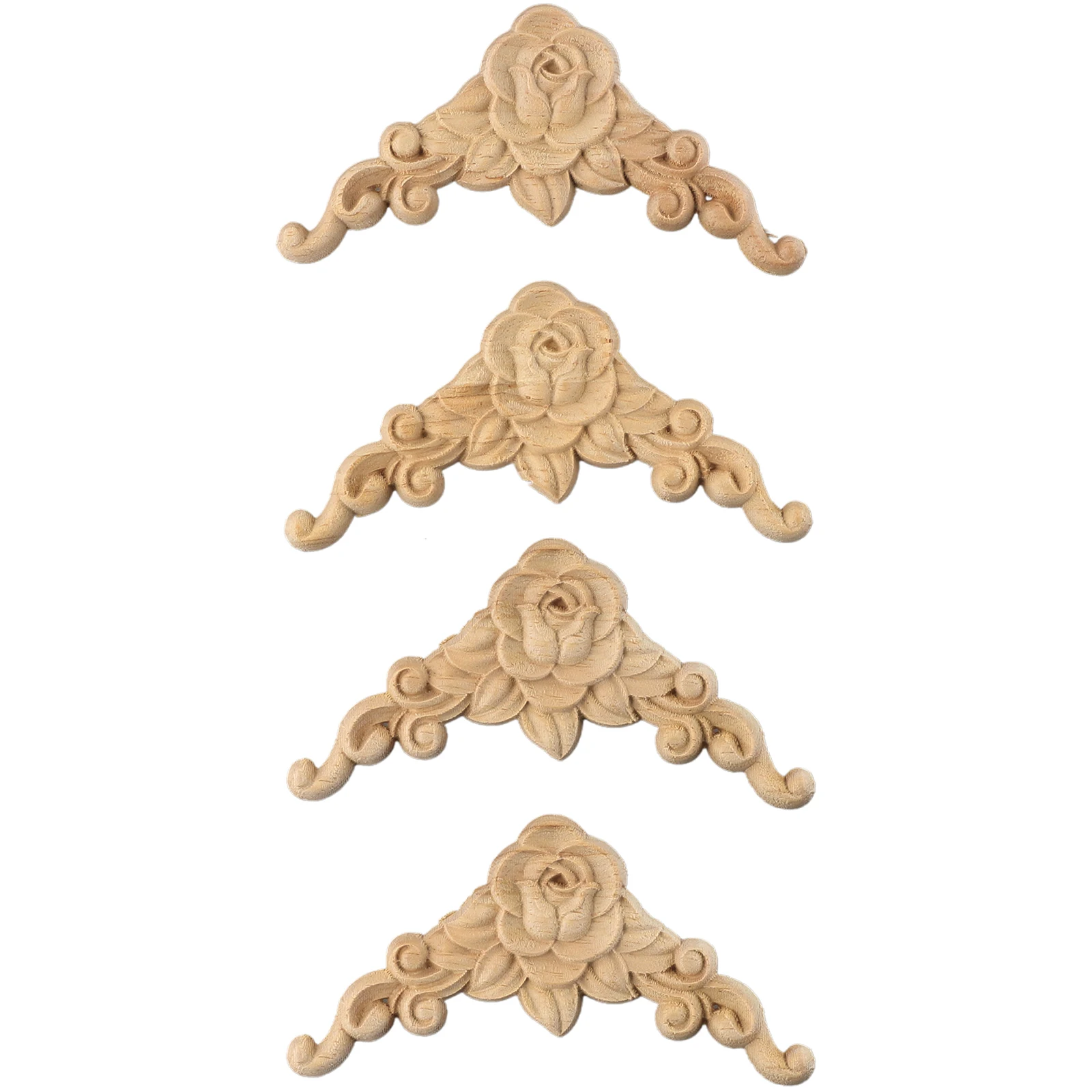 4pcs Wooden Carved Corner Applique Furniture Mouldings Decal Decor Cabinet Decal For Home Furniture Decoration