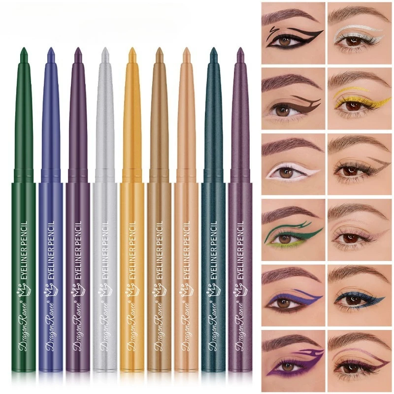 ดินสอเขียนขอบตา 12 สี แบบหมุนได้ อายไลเนอร์ อายแชโดว์ ไฮไลท์เตอร์มุมตาด้านใน กันน้ำ ติดทนนาน ให้ลุคธรรมชาติสวยสง่า