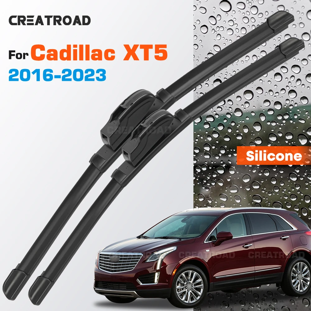 

Silicone Wiper Blades Fit For Cadillac XT5 2016-2023 Coated Silent HD Wear-Resistant Car Windshield Wipers 24"+20"