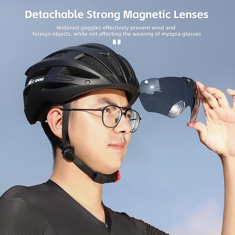 WEST BIKING-casco de ciclismo ultraligero para hombre y mujer, gorra de seguridad magnética para bicicleta de montaña y carretera, piezas para casco de motocicleta