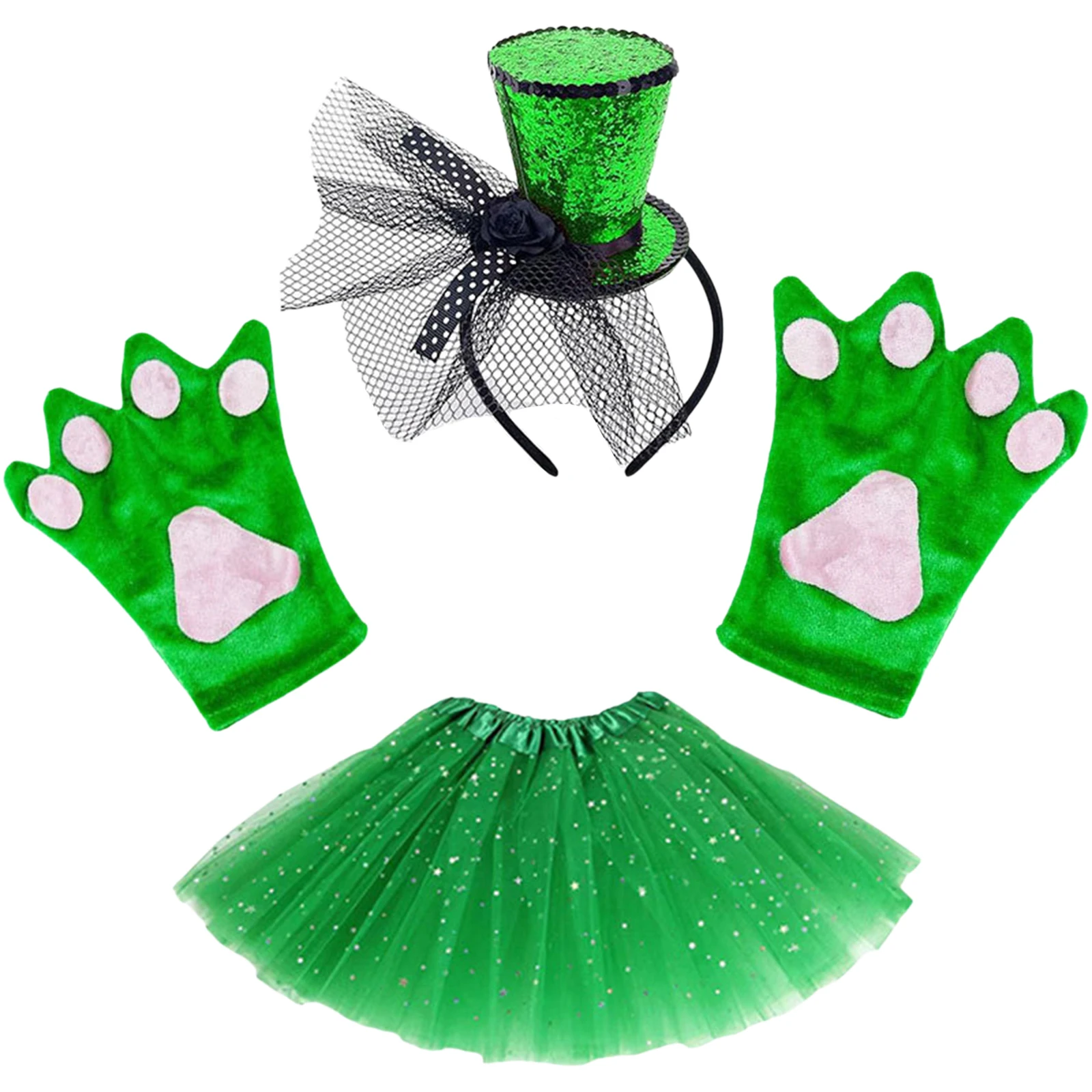 Kinderen Carnavals Festivals Kostuum Accessoires Mini Hoge Hoed Hoofddeksels Bowtie Tule Rok Handschoenen Kousen Pak Voor Feest