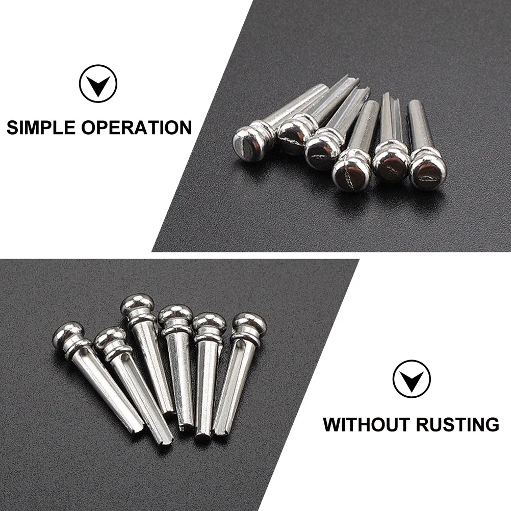 

6 Pcs String Pegs Acoustic Guitar Supplies Bridge Guitars Replacement Saddle and Nut Metal End
