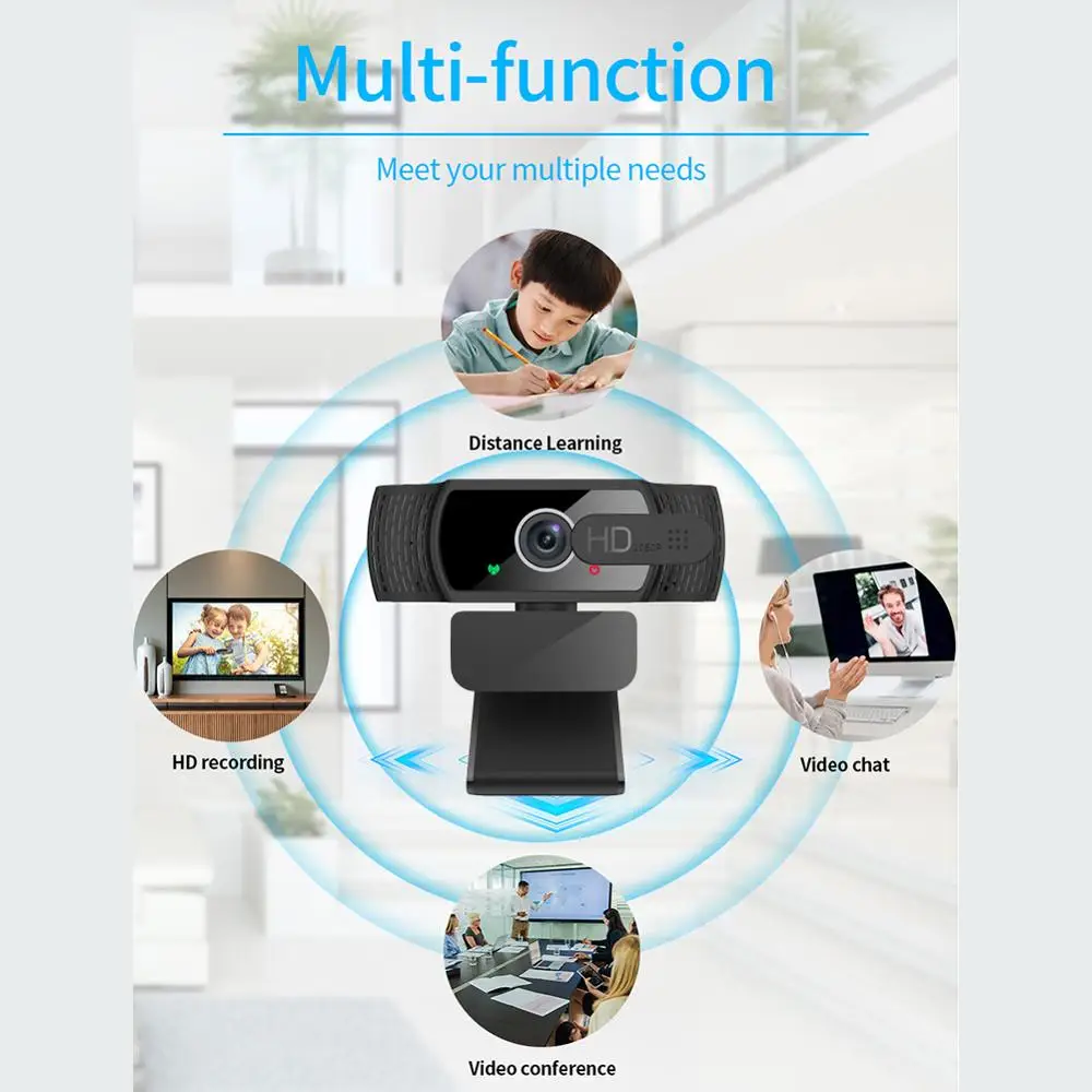 200만 화소 고화질 1080P USB 웹캠 풀 HD 웹캠 카메라 디지털 웹캠(마이크 포함) PC 컴퓨터 노트북 카메라용