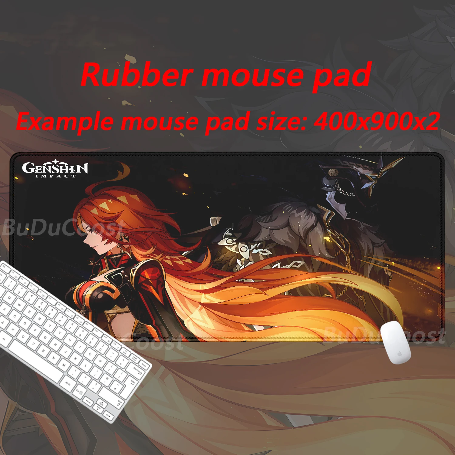 Genshin Impact mamuika Teclado mecánico de impresión de alta definición para muchas personas, XXL, bordes de bloqueo, accesorios, alfombrilla de ratón