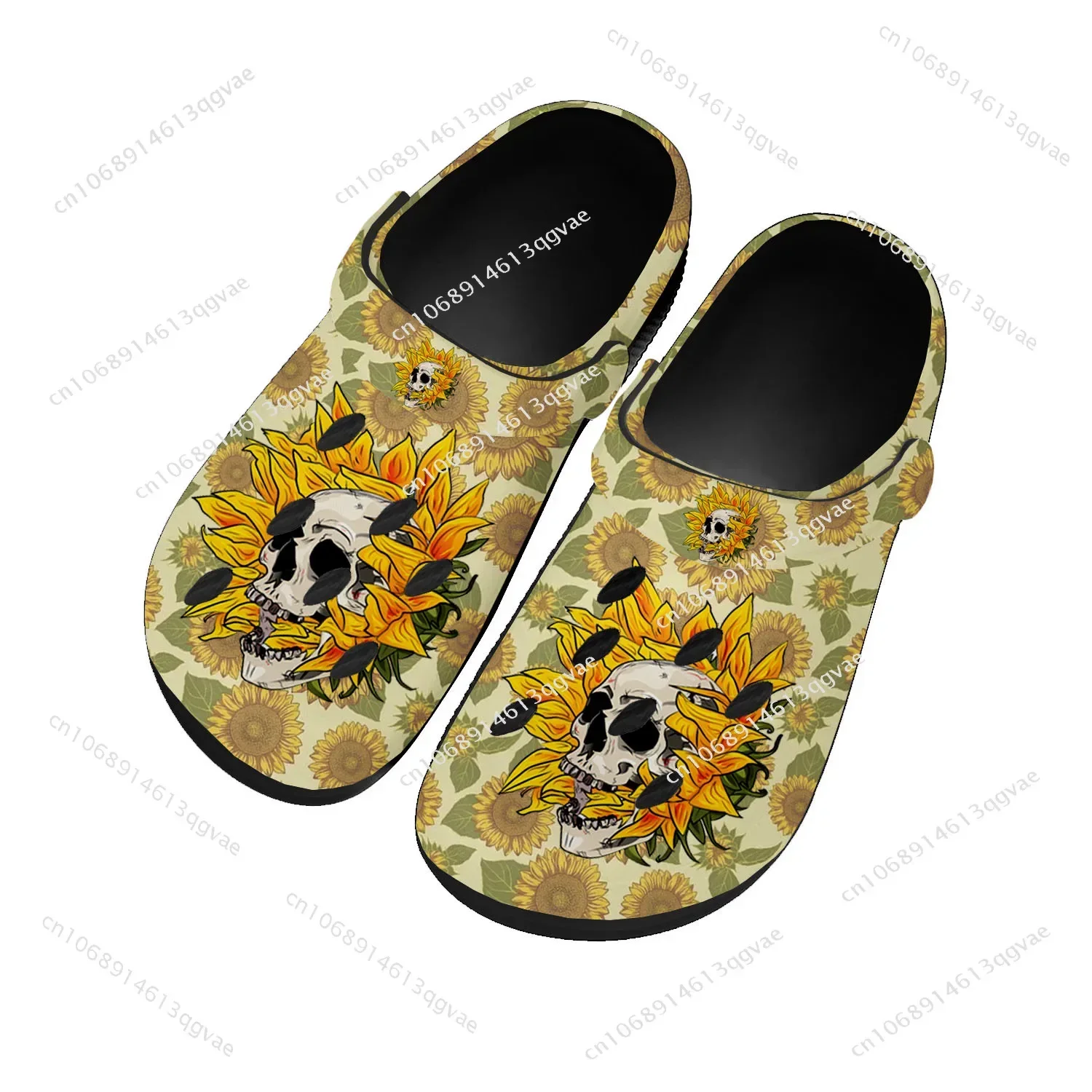 

Sunflower Skull Prints Home Clogs Custom Water Shoes Mens Womens Teenager Sandals Garden Clog Breathable Beach Hole Slippers