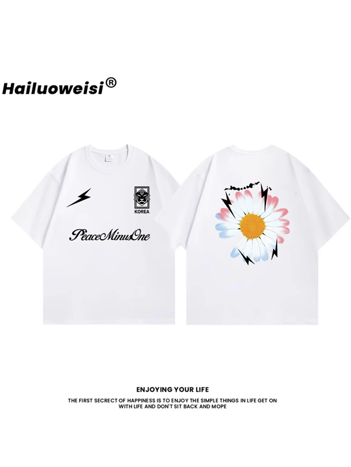 Kwon Jin Young Collaborative American Trend Short Sleeve T-Shirt Unisex Pure Cotton Heavy Fashion Loose New Half Sleeve