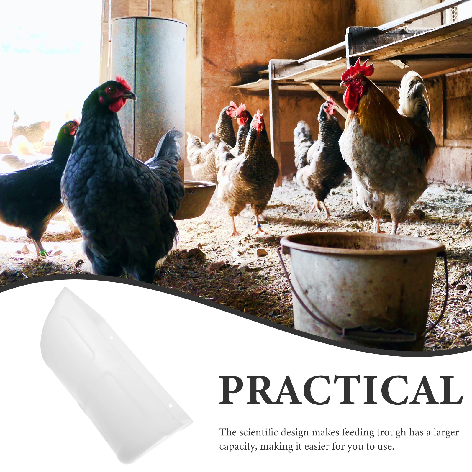 

Automatic Feeder White Plastic Coop Chicken Feeding Container Poultry Feeders Large Capacity Chickens Ducks Parakeets Food Water