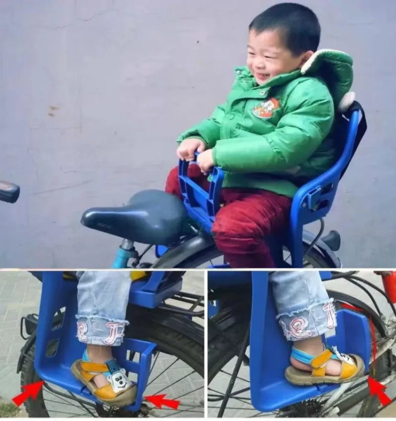 Silla de bicicleta para niños, asiento de bicicleta de seguridad para niños, asiento de bicicleta de plástico para bebés, silla de bicicleta grande