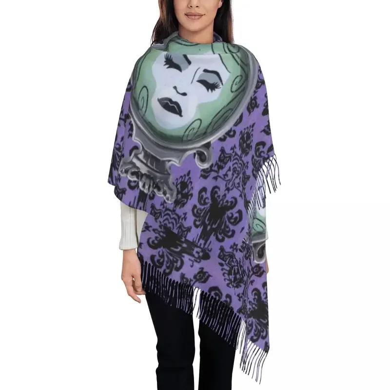 Customized Printed Haunted Mansion Purple With Madame Scarf Men Women Winter Fall Warm Scarves Halloween Ghost Shawl Wrap