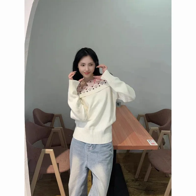 

Женская одежда, весенне-осенний модный корейский вязаный женский универсальный темпераментный свитер с вырезом на шее, кардиган с длинными рукавами
