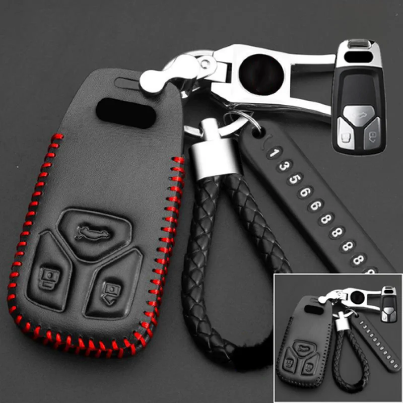 

A+ Genuine Leather Car Remote Key Fob Case Cover For Audi A4 A5 Q5 Q7 TT S4 S5 SQ5