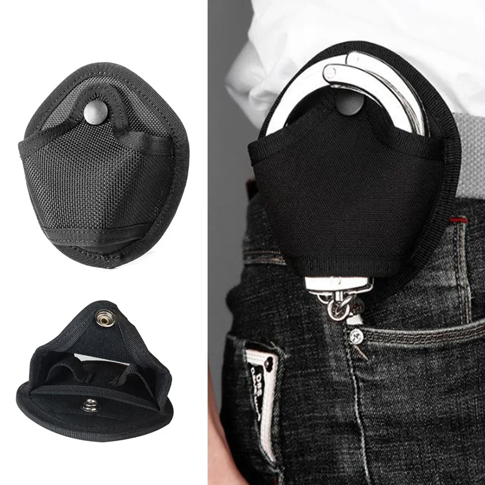 Universal Handcuff Holster Oval Nylon Pouch Quick Draw Belt Loop Holder Snap Button Case
