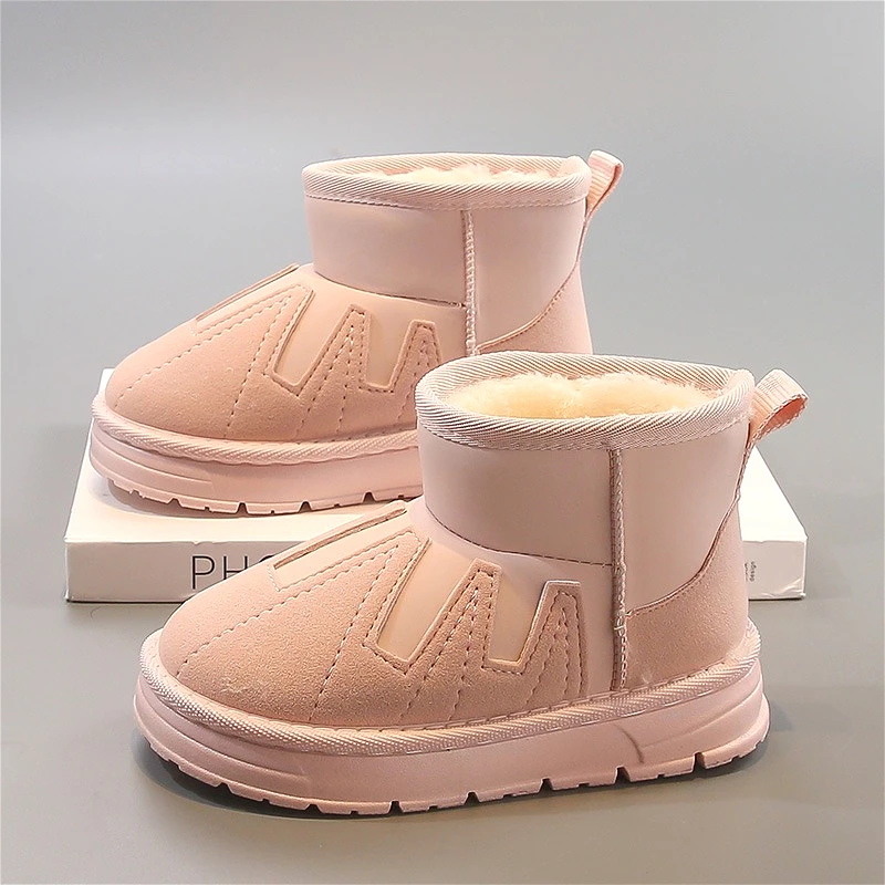 

Зимние плюшевые теплые зимние сапоги для девочек, новые милые модные детские кроссовки на липучке для мальчиков, мягкие нескользящие детские хлопковые полусапожки