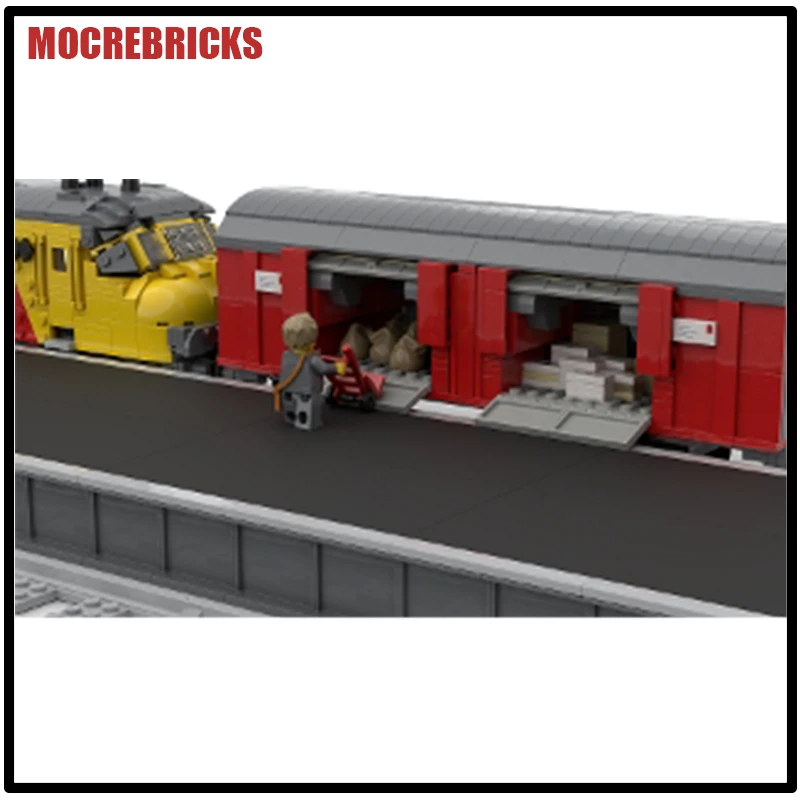 Seria Lokomotyw Szosowo-Kolejowych do Transportu Towarowego Holenderski Pociąg Elektryczny Pocztowy MOC Klocki Konstrukcyjne Model do Składania Puzzle Zabawki dla Dzieci