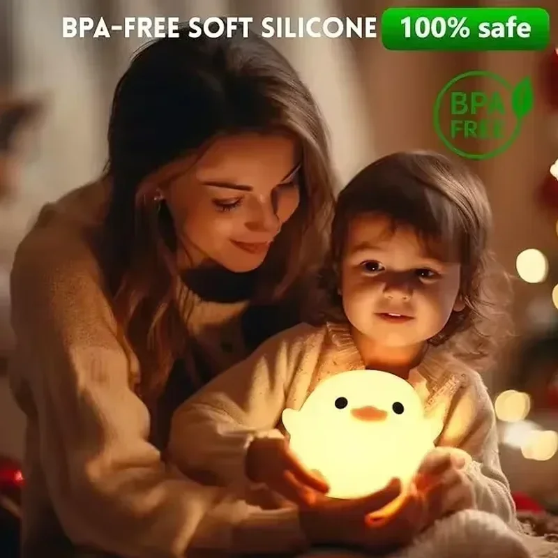 2025 LED Night Lights Cute Sheep Panda Duck Silicone Lamp USB Rechargeable Timing Bedside Decor Kids nightlight Birthday Gift