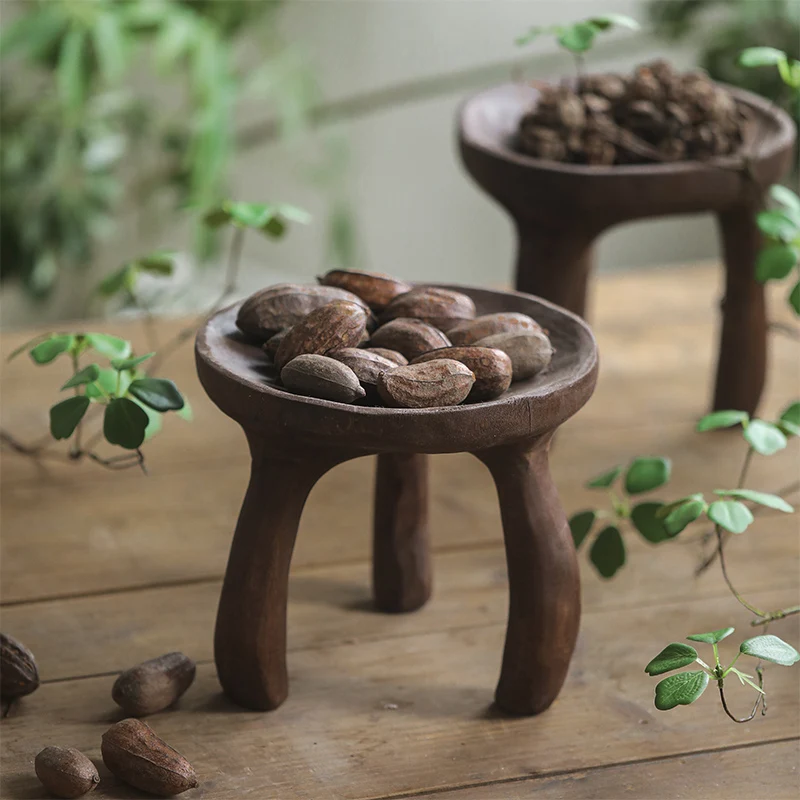 

Стол-поднос из цельного дерева, тарелка с фруктами павловнии в деревенском стиле, мебель с акцентом ваби-саби, мини-приставной столик в винтажном стиле