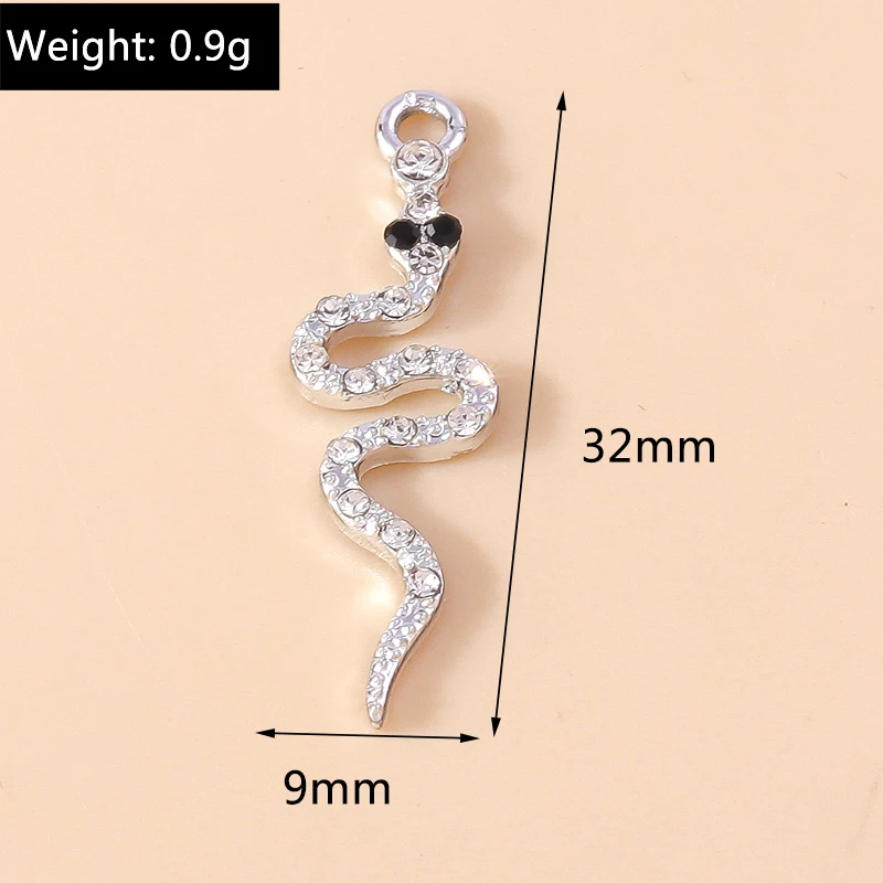 Leslie 10 Stück 9*32mm Exquisite Zirkon-Kristall-Schlangenanhänger für DIY Handgemachte Ohrringe, Armbänder, Halsketten, Anhänger, Schmuckherstellung – Detail 1