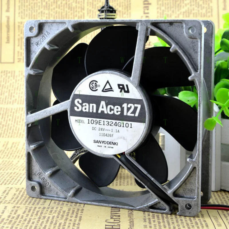 

H Sanyo 109E1324G101 DC24V 1.1A three wire 12.7 cm all aluminum frame cooling fan