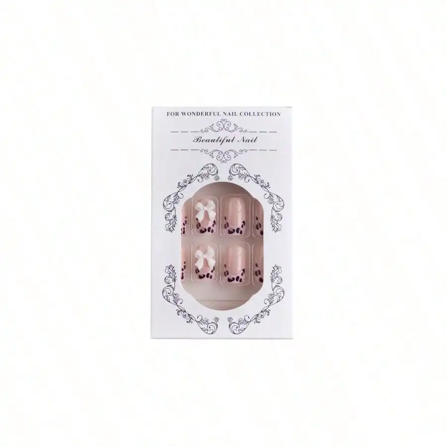 Pink Leopard Print Coffin Press On Nails Set