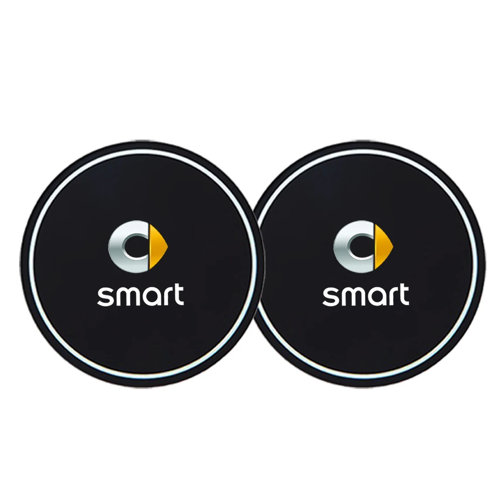 2Pcs Car Coasters Water Cup Slots Non-Slip Mat Waterproof Water Cup Mat Drink Pad For Smart Eq Fortwo Forfour 453 451 452 450