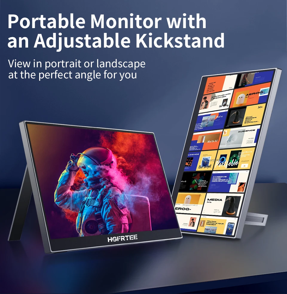 HGFRTEE 15,6 Zoll tragbarer Monitor, 60 Hz, 1080p, mit HDMI, USB-C, Gaming-Bildschirm, erweiterter Bildschirm für PC, Laptop, Mac, Switch, Xbox, PS4/5 – Detail 4