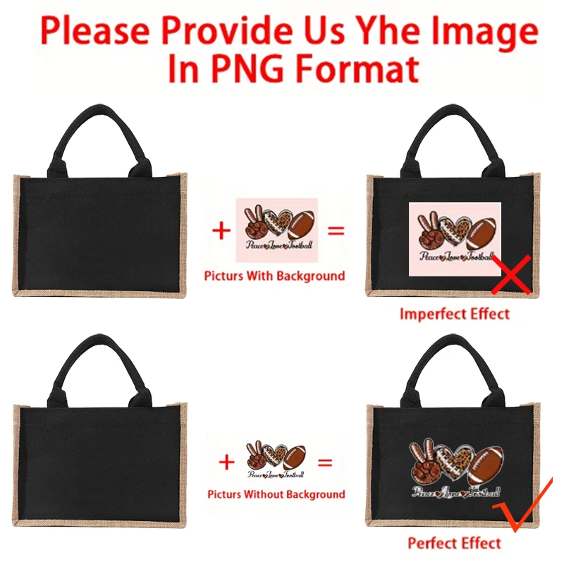 (Please Send a Private Message to Customer Service) Canvas High-capacity Tote Bag DIY Picture Text Customization Beach Bag