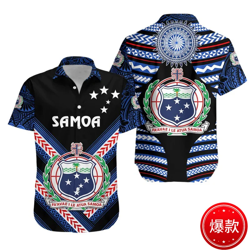 Small Size 3D Printing American Samoa IndependenceDay Shirts Men Samoa Emblem Graphic Shirts & Blouses Women Shirt Mens Clothes