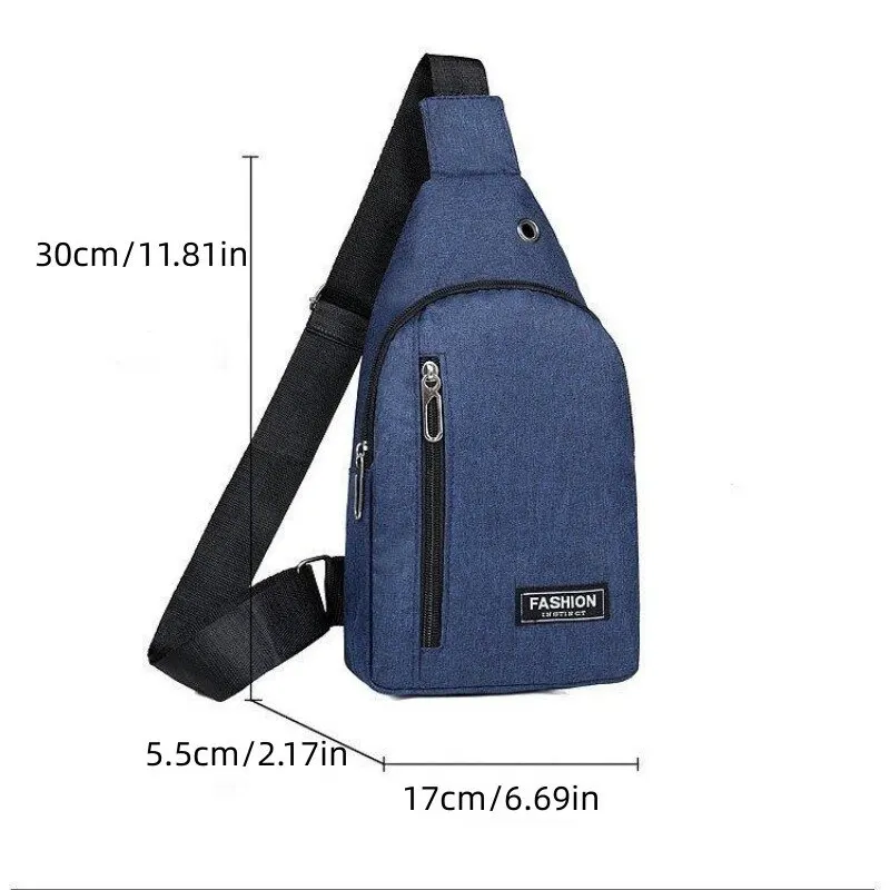 Black Oxford Cloth Single Shoulder Crossbody Bag Casual Sports Men Outdoor Trend Sling Bag