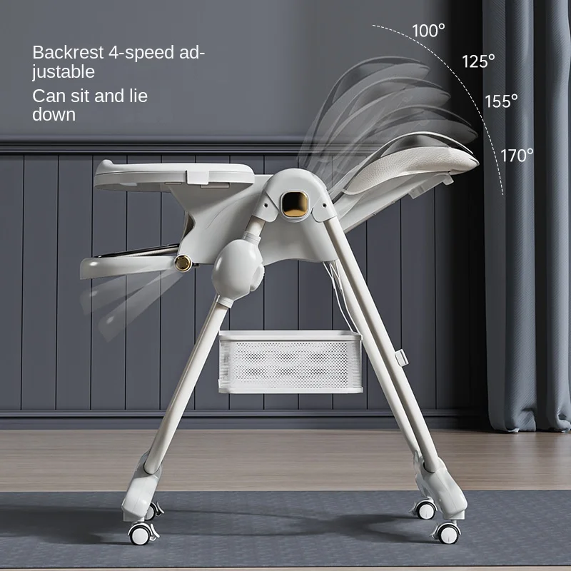 كرسي مرتفع للأطفال متعدد الوظائف: مقاعد، قابلة للطي، ميزات سهلة التنظيف: صينية وجبة، عجلات دوارة، تعديل الارتفاع