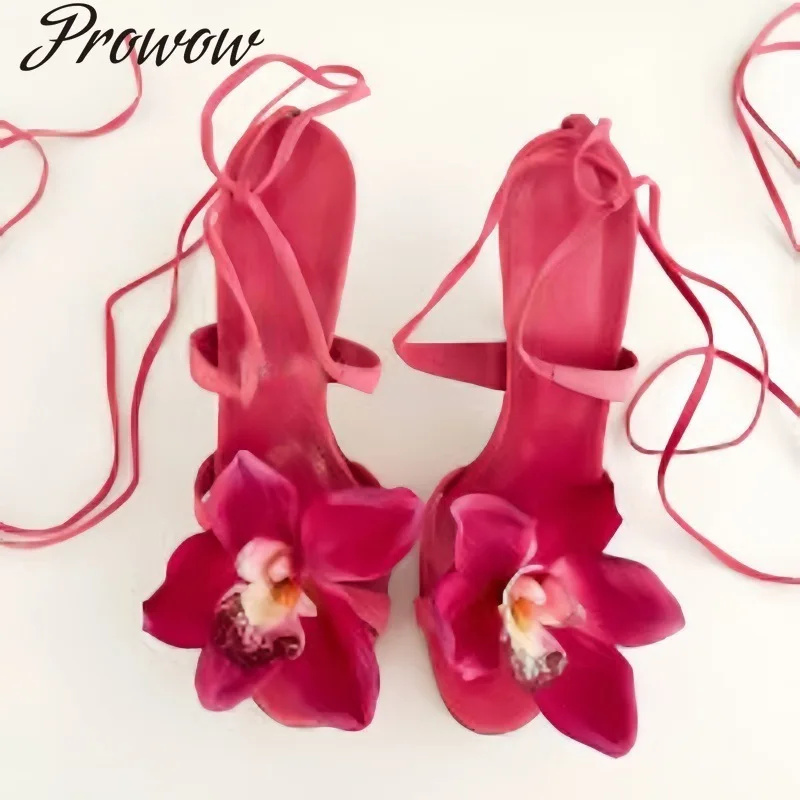 

Модные сандалии на голову, женские сандалии на высоком каблуке с рыбьим ротом и цветком на шпильке, внешняя торговля